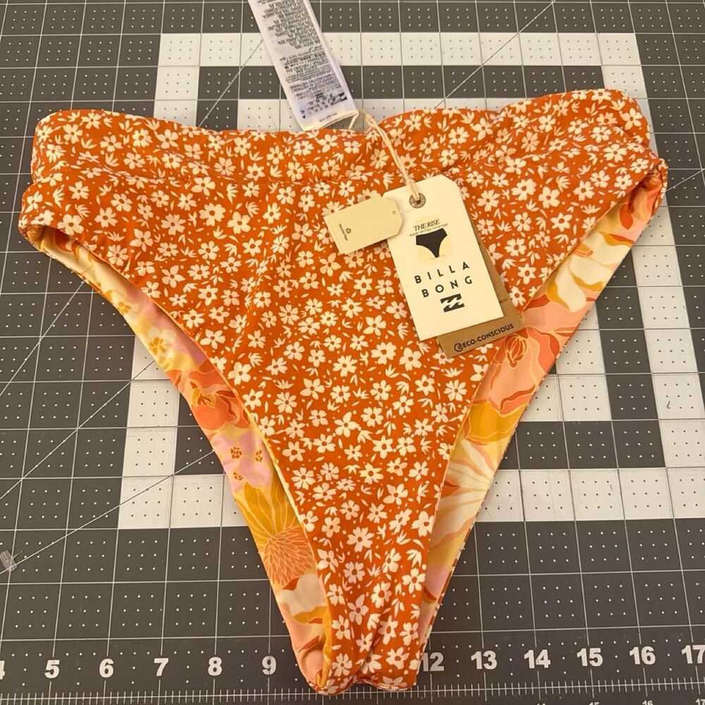 Billabong Reversible Orange Floral Bikini Bottoms NWT Size L